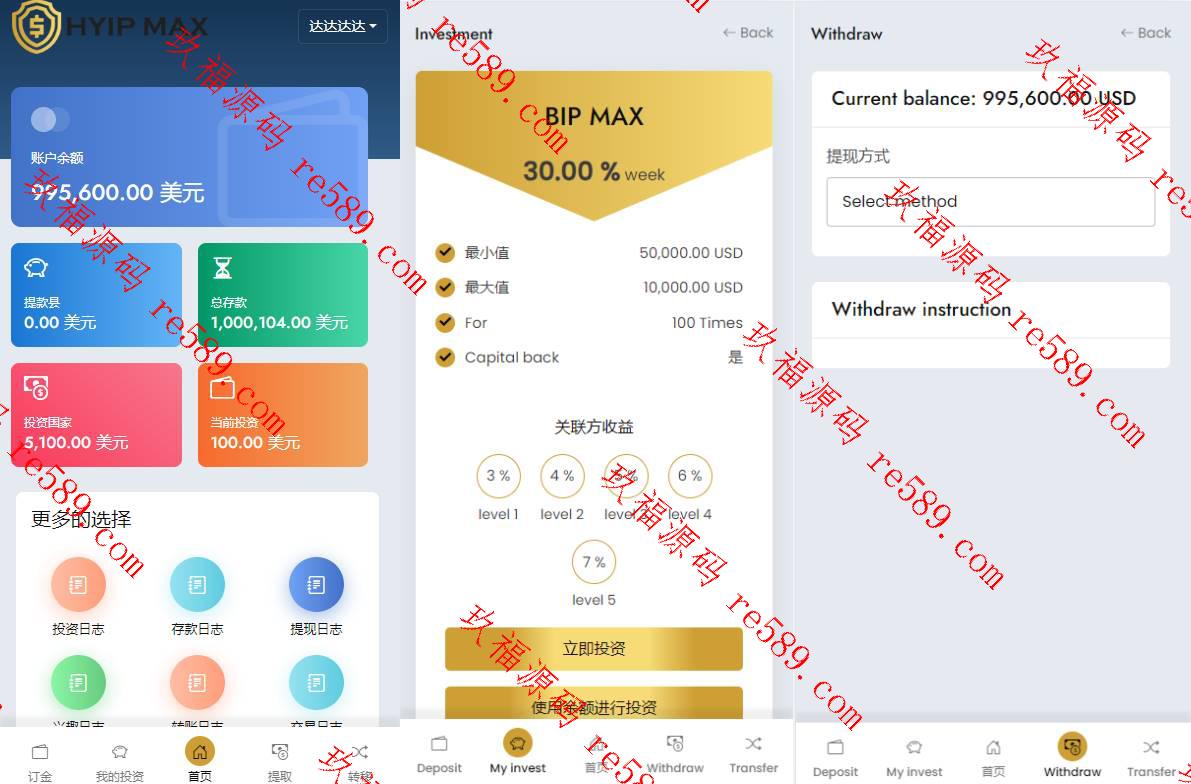 多语言海外投资系统源码/PHP投资理财平台源码