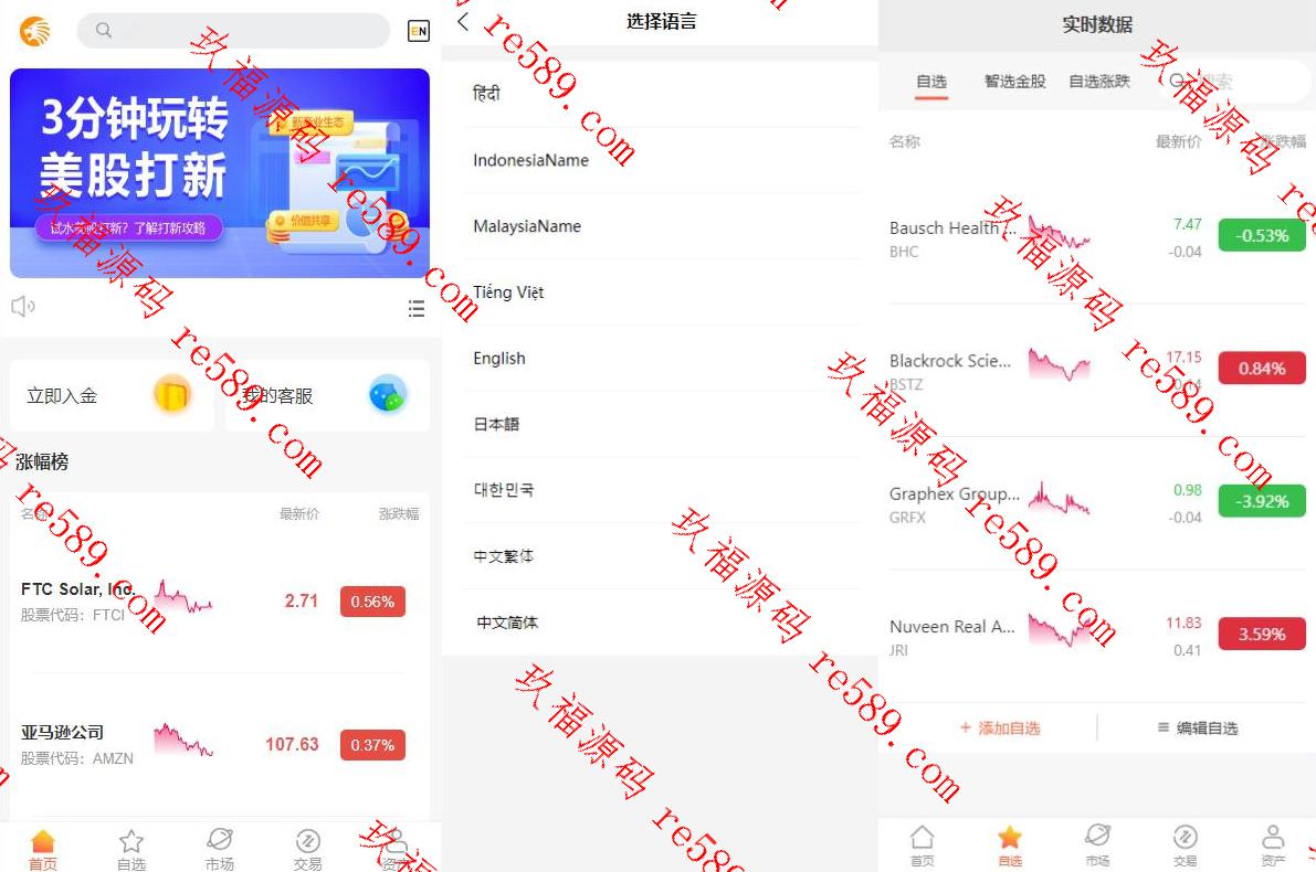 海外多语言股票系统/美股配资源码/微盘平仓买入卖出